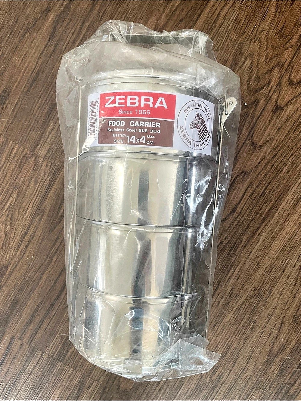 Zebra Food Carrier Stainless Steel SUS 304 14cm x 4 Tier 14cm x 4 Tier
